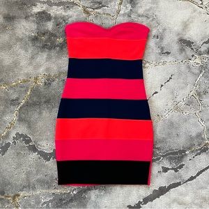 Vintage J for Justify y2k bodycon bandaged hot pink colorblock dress 🩷